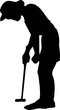 Açık havada golf oynayan kadın silueti.