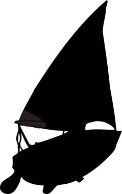siyah basit siluet yelkenli çizimi