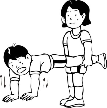 Dışarıda el arabası oyunu oynayan iki çocuk.