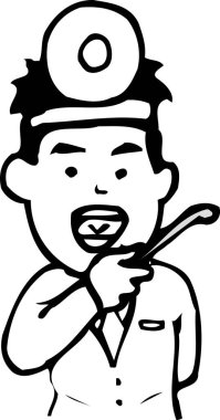 boyama kitabı sayfası, elle çizilmiş çizim çizimi dişçi adamla 