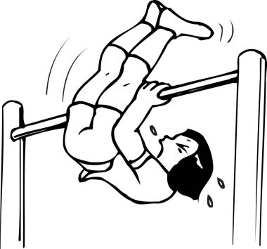 Boyama kitabı sayfası, spor yapan kızın el çizimi çizimi çizimi. 