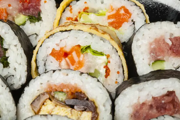 sushi rolls with tuna, salmon, cheese. Japanese food