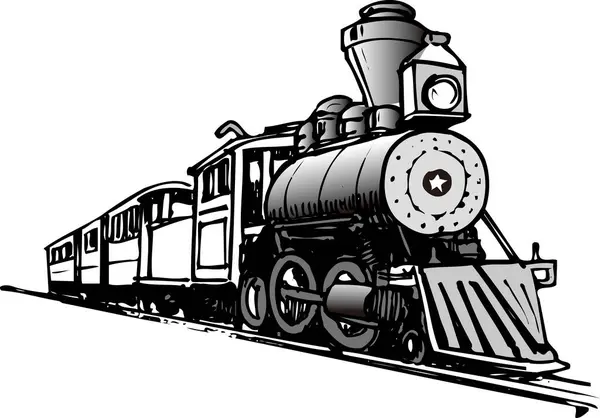 Esboço Ilustração Locomotiva Vapor — Fotografia de Stock