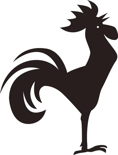 black silhouette of rooster on white background