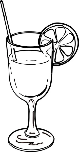 Summer Cocktail Glass Lemon Straw — Stock Photo, Image