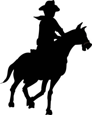 Kovboy sürüşünün basit siyah silüeti 