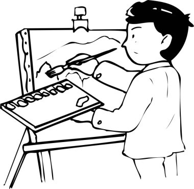 beyaz arkaplanda ressam resmi 