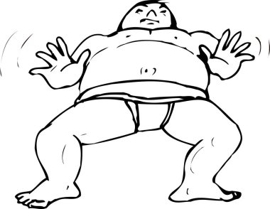 Beyaz arka planda sumo dövüşçüsü resmi. 