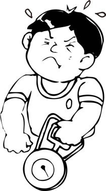 El çizimi çizimi çizimi. Ağır sıklet sporcusu ile boyama kitabı sayfası