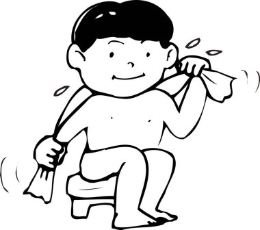 El çizimi çizimi çizimi. Erkekler duştan sonra havluya boyama kitabı sayfası 