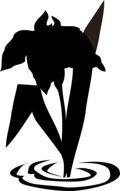 Siyah siluetli çiçekler.