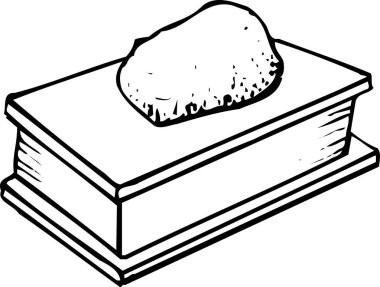 Kapalı kitabın tepesinde duran büyük kaba taş.