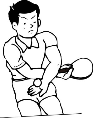 Maç sırasında masa tenisi oynayan adam.