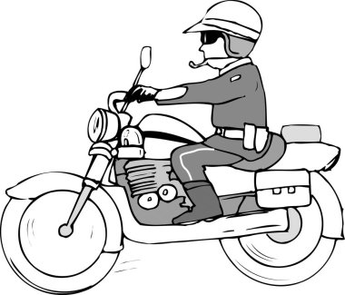 Motosiklet süren bir erkek polis memurunun resmi..