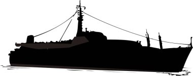 Beyaz arkaplanda geminin silueti