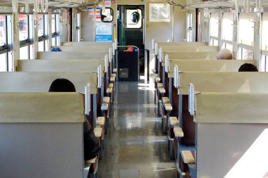 Tokyo, Japonya 'dan metro trenine binen yolcular