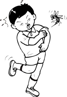 Sivrisinek ısırığından sonra kollarını tırmalayan genç çocuk.