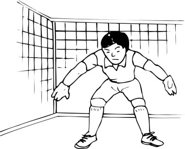 Futbolcunun siyah beyaz çizimi 