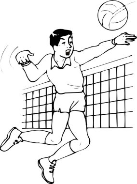 voleybol oynayan adamın siyah siluet çizimi