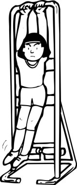 Uzun çocuk parkındaki barlarda sallanan genç kız