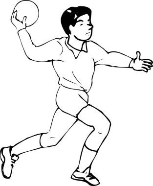 voleybol oynayan bir adamın siyah beyaz çizimi.