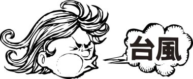 Balon şişiren bir kadın. siyah ve beyaz basit illüstrasyon