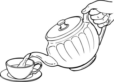 Seramik çay fincanına sıcak çay döküyorum.