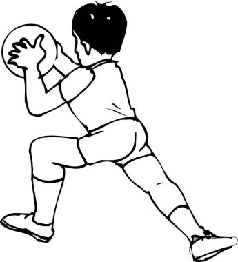 Siyah siluet futbol oynayan bir çocuk.