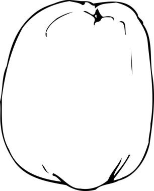 Elma simgesi, beyaz arkaplanda izole edilmiş basit siyah beyaz illüstrasyon