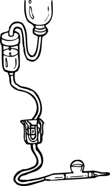 Tıbbi düşürücü, siyah ve beyaz çizimler beyaz arkaplanda izole edildi  