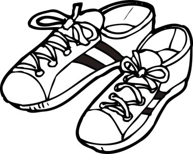  Beyaz arkaplanda izole edilmiş bir çift spor ayakkabı çizimi 