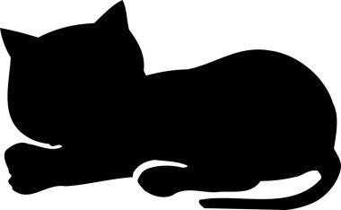 siyah basit siluet kedi çizimi
