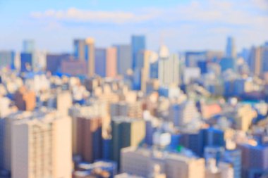 Tokyo şehir manzarasının bulanık hava manzarası, Japonya