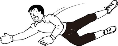 Kalecinin düşüşü, beyaz arkaplanda izole edilmiş siyah beyaz çizimler. 