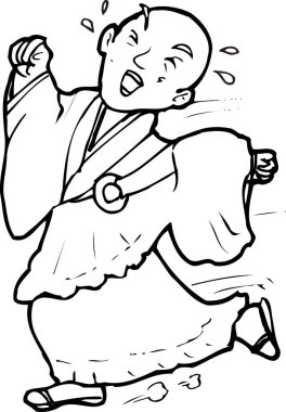 Karateci ile siyah beyaz çizimler 
