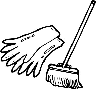 El çizimi çizimi çizimi. Eldiven ve fırçayla boyama kitabı sayfası 