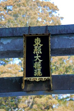 Japon tapınağındaki geleneksel antik dekorun yakın plan çekimi.