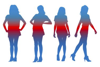 Dansçı Kadın Koleksiyonu Silüetleri Düz Çizim