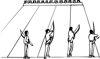 Beyaz arka planda izole edilmiş siyah beyaz bir illüstrasyon. 