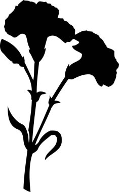 Beyaz arkaplanda siyah bir çiçek silueti