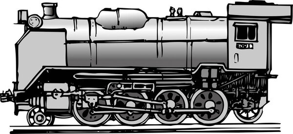 sketch illustration of steam locomotive 