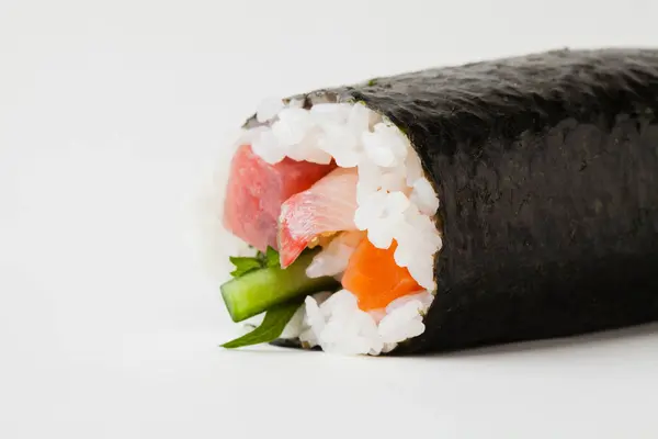 Japanese Sushi Roll Isolated White Background — Stock Photo, Image