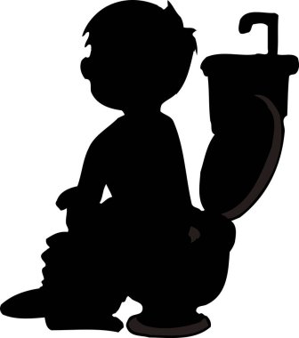 Tuvalette oturan küçük çocuğun silueti.