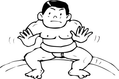 Beyaz arka planda sumo dövüşçüsü resmi. 