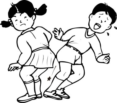 Futbol oynayan çocukların siyah-beyaz çizimleri