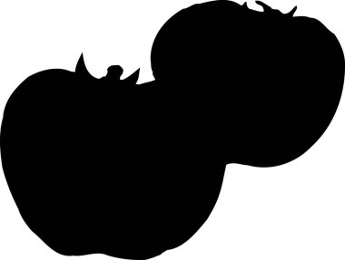 Beyaz arkaplanda iki domates siyah siluet 