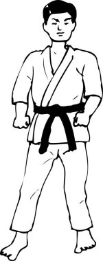 karateci çocuğun siyah silüeti 