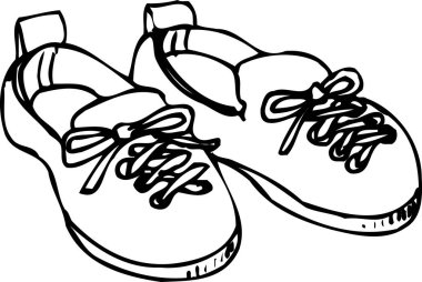 Beyaz arka planda bir çift spor ayakkabısının çizimi.