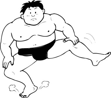 Beyaz arka planda sumo dövüşçüsü resmi. 