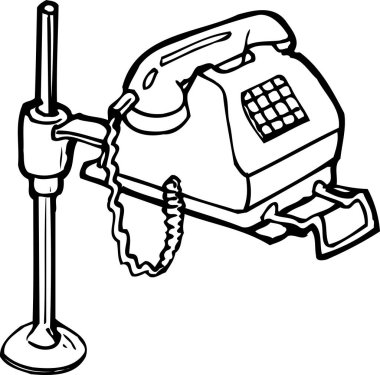 Beyaz arkaplanda eski telefon illüstrasyonu 